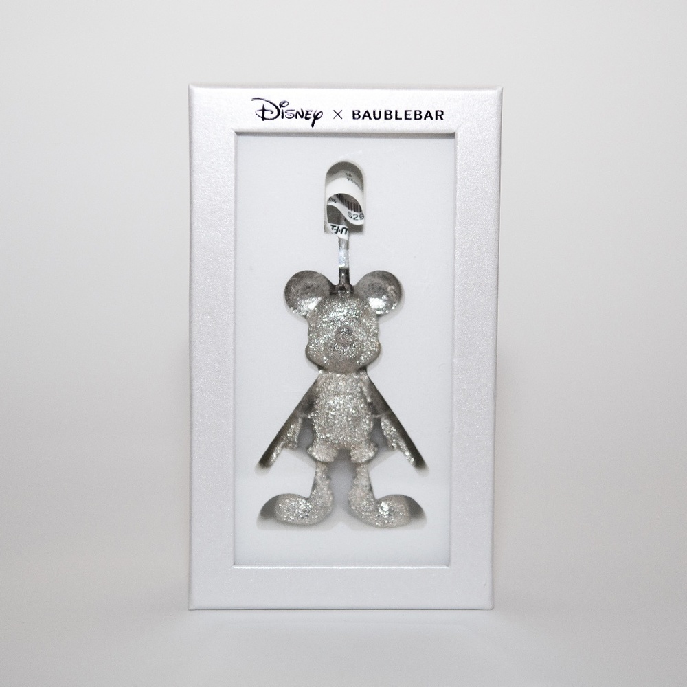 Mickey Mouse Baublebar Silver Glitter Bag Charm